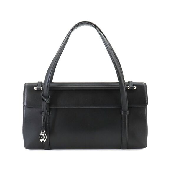 Cartier Handbags - Cartier Cabochon Black Leather Handbag (Pre-Owned)